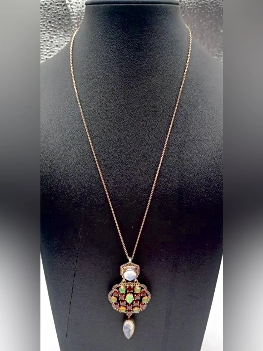 RARE Nicky Butler Medallion Necklace Opal Garnet Moonstone Queen’s Choice 13.33g